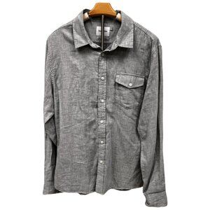 Goodfellow Long Sleeve Button Down Gray Shirt Business Casual Grey Top NEW Large